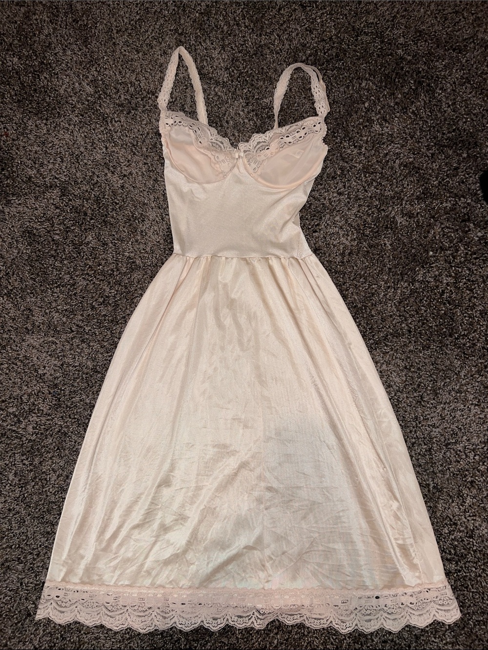 Olga Pale Pink Lace-Trim Slip Dress